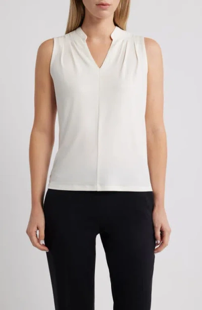 Anne Klein Pleat Shoulder Sleeveless Top In White