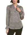 Anne Klein Womens Printed V Neck Long Sleeve Blouse P Xxs 3x In Gray