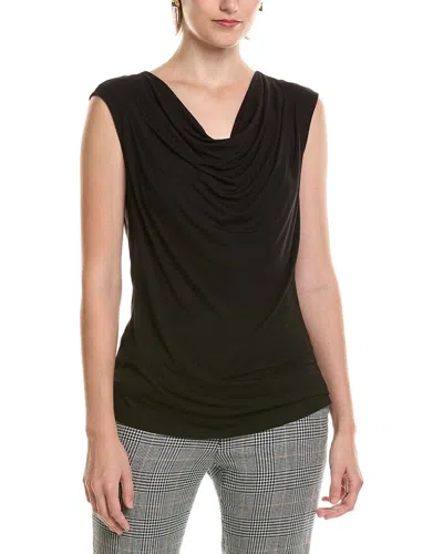 Anne Klein Pleated Cowel Neck Top In Black