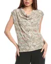 Anne Klein Cowl Neck Cap Sleeve Top In Gray