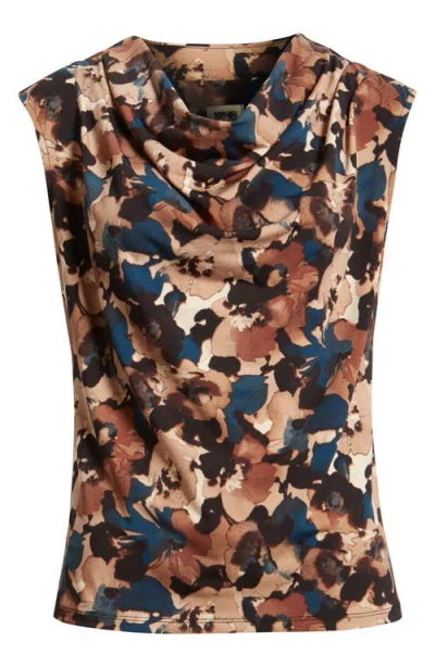Anne Klein Pleated Cowl Neck Top In Multi