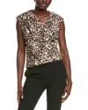 Anne Klein Pleated Cowl Neck Top In Neutral