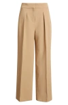 Anne Klein Plus Size Twill High-rise Pleated Wide-leg Pants In Gold