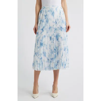 Anne Klein Pleated Midi Skirt In Blue