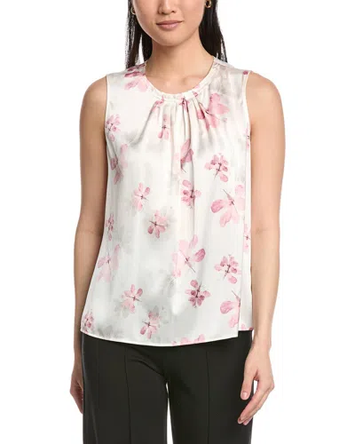 Anne Klein Pleated Neck Blouse In White
