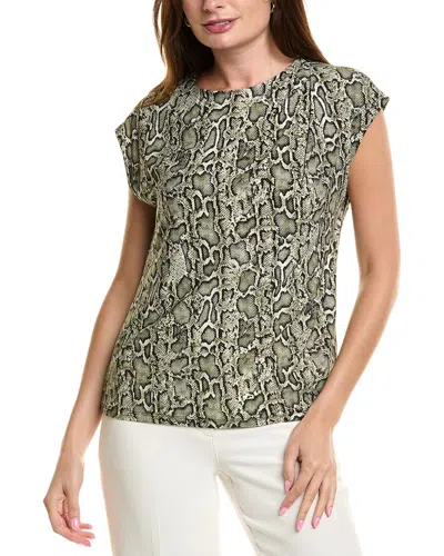 Anne Klein Pleated Cap Sleeve Top In Multi