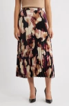 Anne Klein Pleated Pull-on Midi Skirt In Multi