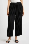 Anne Klein Pleated Pull-on Ankle Pants In Black