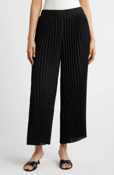 Anne Klein Pleated Pull-on Ankle Pants In Black