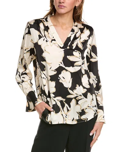 Anne Klein Pleated Satin Blouse In Black
