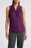 Anne Klein Pleated Shell In Deep Plum