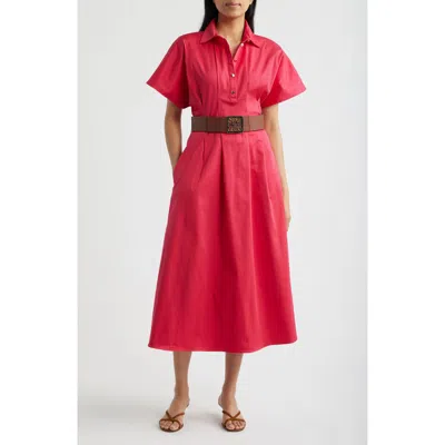 Anne Klein Pleated Shirtdress In Pink
