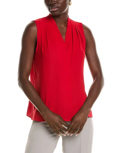 Anne Klein Pleated Shoulder Blouse In Red