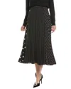 Anne Klein Polka Dot Pleat Midi Skirt In Black