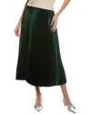 Anne Klein Petite Satin Pleated Pull-on Midi Skirt In Green