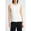 Anne Klein Pleated Sleeveless Top In White Dove