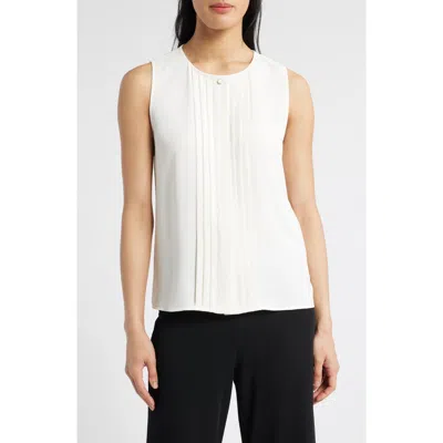 Anne Klein Pleated Sleeveless Top In White Dove