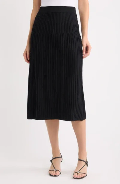 Anne Klein Pleated Sweater Skirt In Black