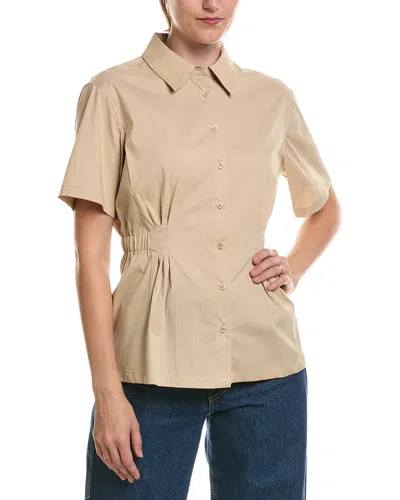 Anne Klein Pleated Waist Button-up Shirt In Neutral