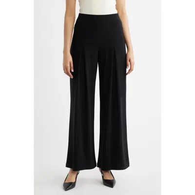 Anne Klein Pleated Wide Leg Pants In Black