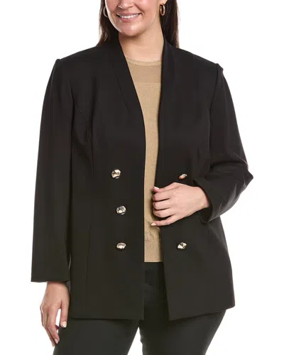 Anne Klein Plus Funnel Neck Jacket In Black