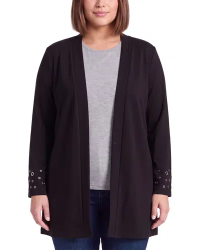Anne Klein Plus Grommet Cardigan In Brown