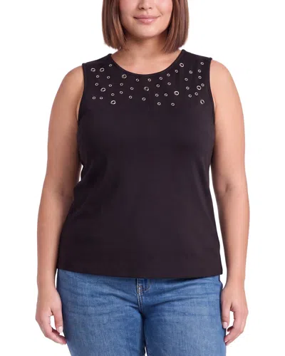 Anne Klein Plus Grommet Tank In Black