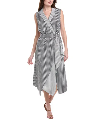 Anne Klein Plus Handkerchief Hem Collar Wrap Midi Dress In Black