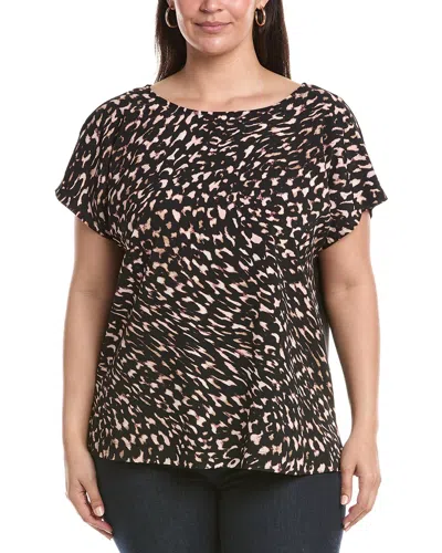 Anne Klein Plus Knit Back Shirt In Black