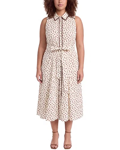 Anne Klein Plus Midi Godet Shirtdress In Multi