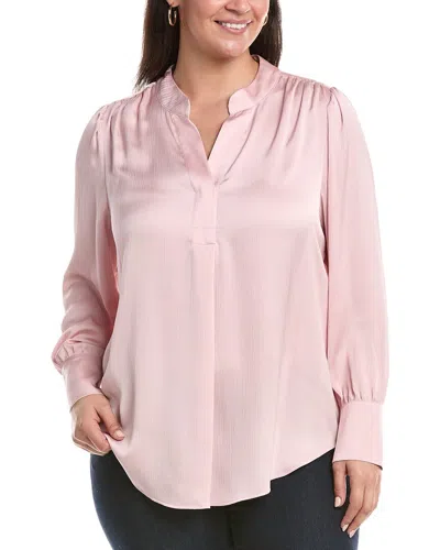 Anne Klein Plus Pleat Front Blouse In Pink