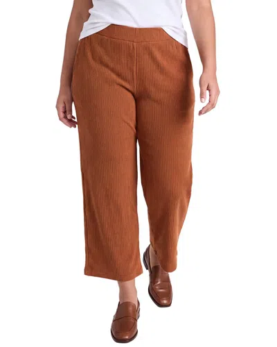 Anne Klein Plus Pull-on Wide Waistband Wide Leg Crop Pant In Brown