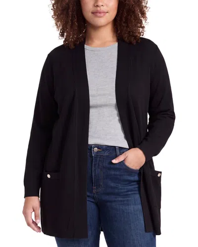 Anne Klein Plus Rib Pocket Cardigan In Black