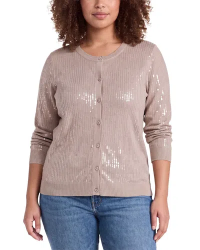 Anne Klein Plus Sequin Cardigan In Neutral