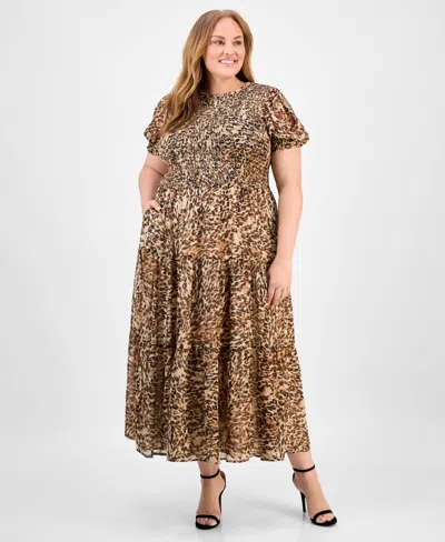 Anne Klein Plus Size Animal-print Maxi Dress In Animal Print