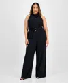 Anne Klein Plus Size Cowl-neck Sleeveless Jumpsuit In Anne Black