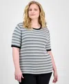 ANNE KLEIN PLUS SIZE CREWNECK SHORT-SLEEVE SWEATER