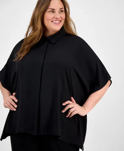Anne Klein Plus Size Dolman-sleeve Vented-hem Blouse