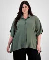 Anne Klein Plus Size Dolman-sleeve Vented-hem Blouse In Eucalyptus
