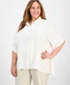 ANNE KLEIN PLUS SIZE DOLMAN-SLEEVE VENTED-HEM BLOUSE
