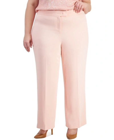 Anne Klein Plus Size Extended-tab Wide-leg Pants In Cherry Blossom