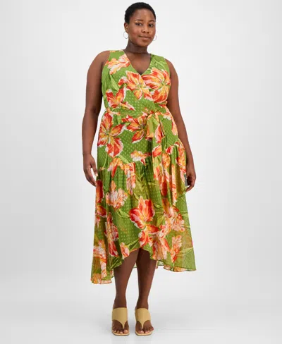 Anne Klein Plus Size Floral Chiffon High-low Dress