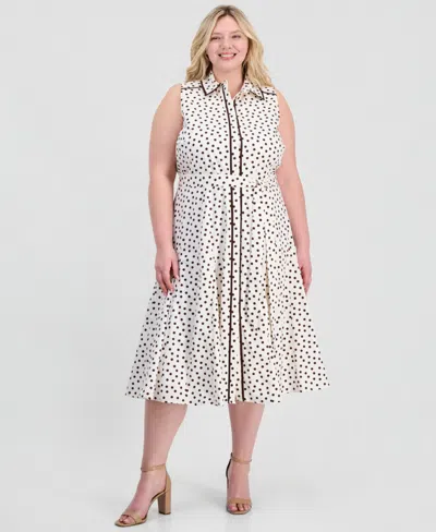 Anne Klein Plus Size Godet Sleeveless Midi Shirt Dress