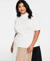 Anne Klein Short Sleeve Turtleneck Sweater In Anne White