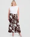 Anne Klein Plus Size Hardware Pull-on Crop Pants In Brown