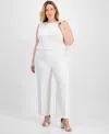 Anne Klein Plus Size High Rise Pull-on Pants In Bright White