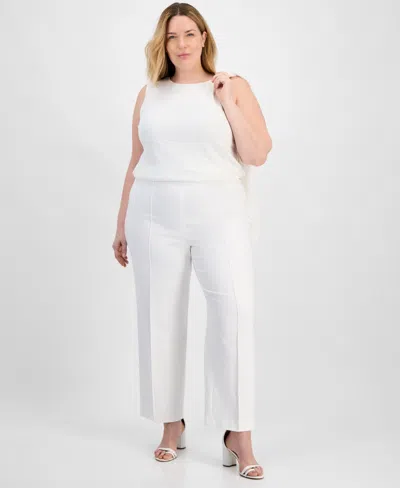 Anne Klein Plus Size High Rise Pull-on Pants In Bright White