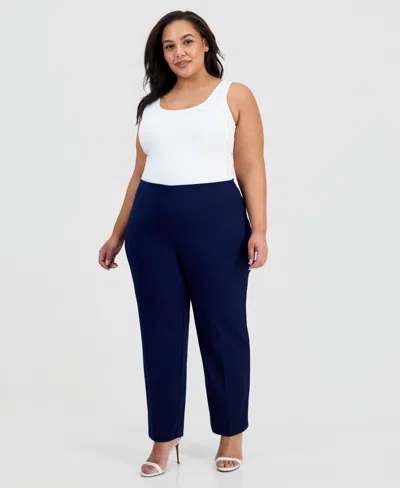 Anne Klein Plus Size Hollywood Slim-fit Ankle Pants In Blue