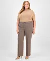 Anne Klein Plus Size Houndstooth Bootcut Pants In Brown