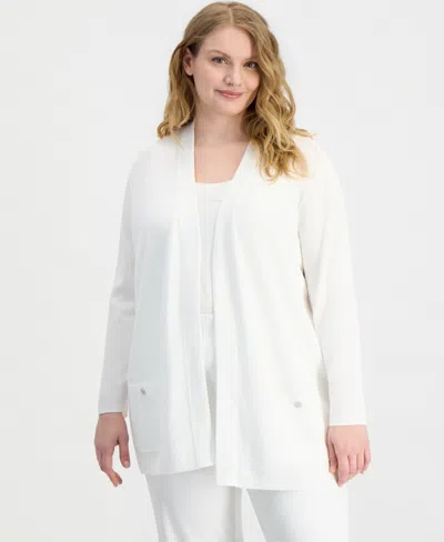 Anne Klein Plus Size Malibu Open-front Cardigan In White